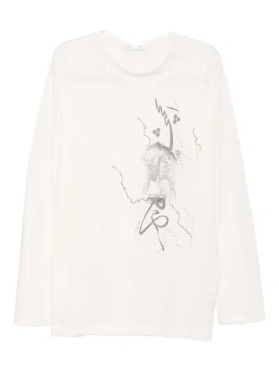 Yohji Yamamoto Graphic-printed T-shirt In White