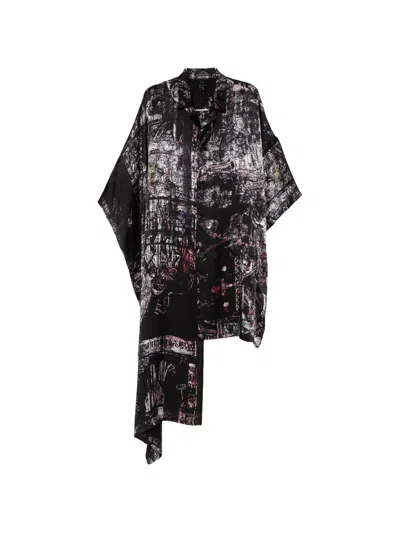 Yohji Yamamoto Graphic-print Coat In Black