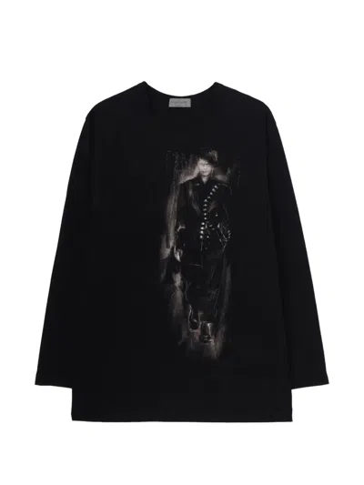 Yohji Yamamoto Graphic-print Long-sleeved T-shirt In Black