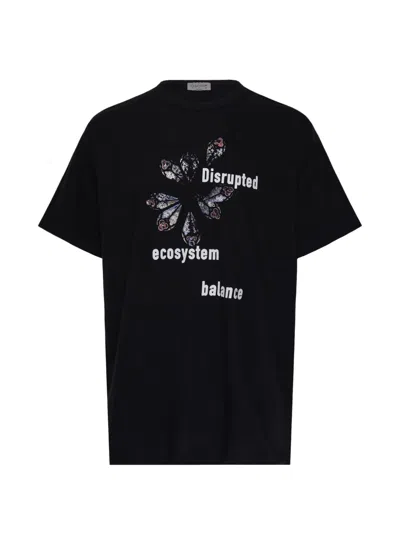 Yohji Yamamoto Graphic-print Short-sleeve Cotton T-shirt In Black