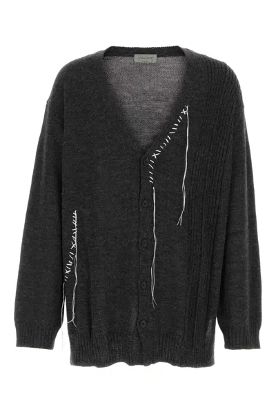 Yohji Yamamoto Graphite Wool Oversize Cardigan In Gray