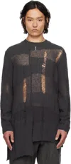 Yohji Yamamoto Gray 5g Randome Damage Processed Sweater In 1 Charcoal