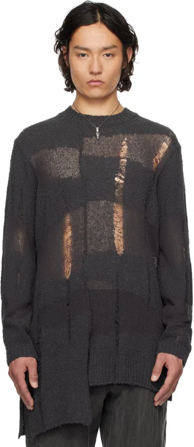 Yohji Yamamoto Gray 5g Randome Damage Processed Sweater In 1 Charcoal