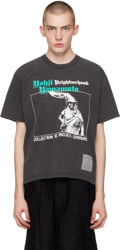 Yohji Yamamoto X Neighborhood Graphic-print Cotton T-shirt In Grey