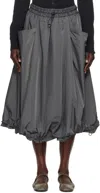 Yohji Yamamoto Gray Pe Twill R-volume Midi Skirt In 1 Grey
