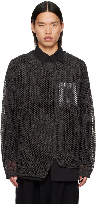Yohji Yamamoto Gray Uneven Sweater In Black