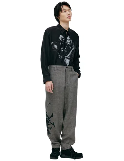 Yohji Yamamoto Grey Logo Trousers