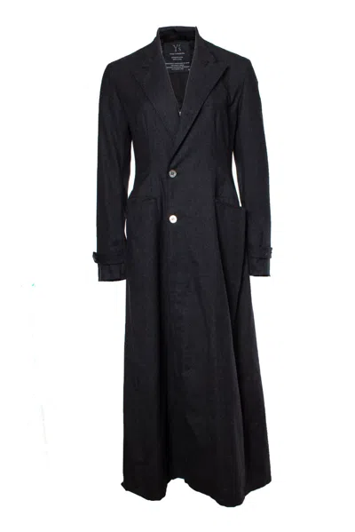 Pre-owned Yohji Yamamoto Grey Maxi Trench Coat In Black
