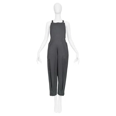Pre-owned Yohji Yamamoto Grey Paper Bag Jumpsuit With Adjustable Straps In Gray