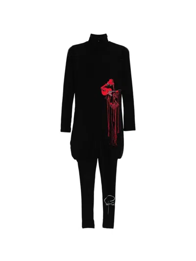 Yohji Yamamoto Grpahic-embroidered Jumpsuit In Black