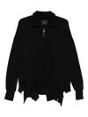 Yohji Yamamoto Half-zip Asymmetric Sweatshirt In Black
