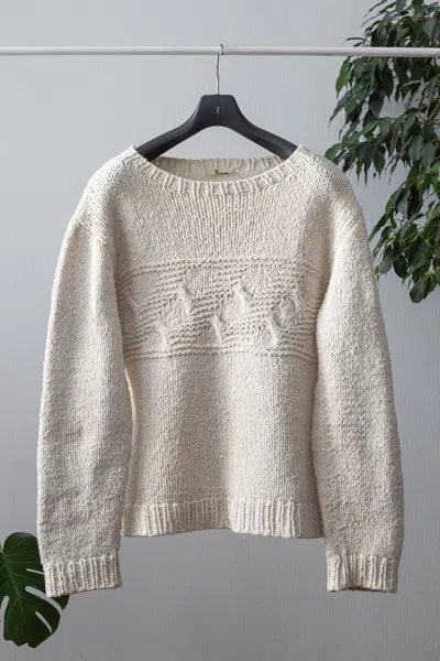 Pre-owned Yohji Yamamoto Hand-knit Cotton Sweater In White