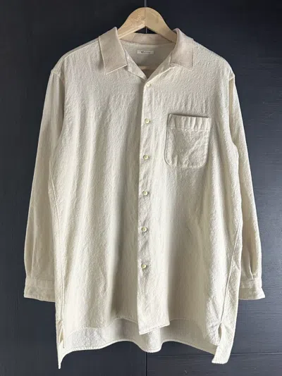 Pre-owned Yohji Yamamoto Heavy Textured Wool Knitted Collar Shirt In White