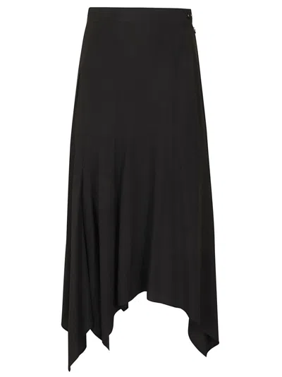Yohji Yamamoto Hem Skirt With Fluid Silhouette In Black