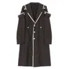 Yohji Yamamoto Contrast-trim Ramie Coat In Black