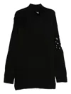Yohji Yamamoto High-neck Lattice-insert Sweater In Black