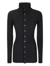 Yohji Yamamoto High-neck Ribbed Buttoned Cardigan In Black