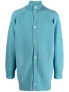 Yohji Yamamoto High-neck Buttoned Cardigan In Blue