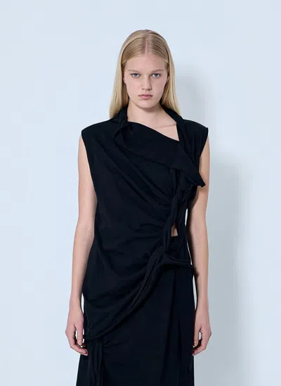 Yohji Yamamoto High Twisted French Terry Braided Top In Black