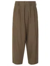 Yohji Yamamoto High-waist Wide Leg Trousers With Front Pleats In Brown