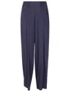 Yohji Yamamoto High-waisted Blue Trousers With Wide Legs In Blue