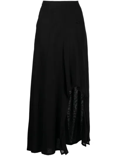 Yohji Yamamoto High-waisted Flared Cotton Skirt In Black