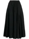 Yohji Yamamoto High-waisted Wool Midi Skirt In Black