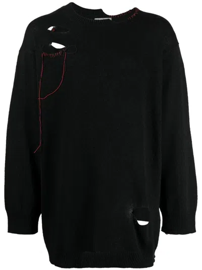 YOHJI YAMAMOTO HOLE-DETAIL LONG-SLEEVE JUMPER