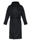 Yohji Yamamoto Hooded Belted Wool Coat In Black
