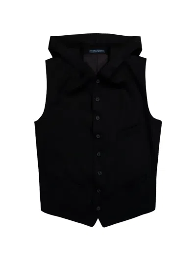 Yohji Yamamoto Hooded Button Waistcoat In Black