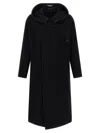 Yohji Yamamoto Belted Hooded Coat Featuring Button Detail In Black