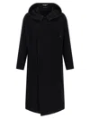 Yohji Yamamoto Belted Hooded Coat Featuring Button Detail In Black