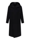 Yohji Yamamoto Belted Hooded Coat Featuring Button Detail In Black
