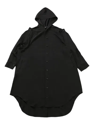 Yohji Yamamoto Hooded Midi Dress In 黑色