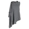 Yohji Yamamoto Hooded Poncho Cape In Grey Wool In Gray