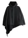 Yohji Yamamoto Hooded Slit-sleeve Jacket In Black
