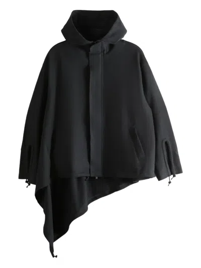 Yohji Yamamoto Hooded Slit-sleeve Jacket In Black