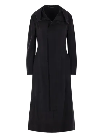 Yohji Yamamoto Hooded Zip Coat In Black