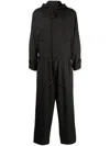 Yohji Yamamoto Hooded Zip-up Jumpsuit In Black