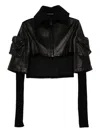 Yohji Yamamoto Horse Suede Ribbed Sleeves Jacket In Black