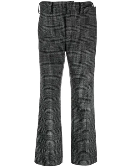 Yohji Yamamoto Houndstooth Straight-leg Trousers In Grey
