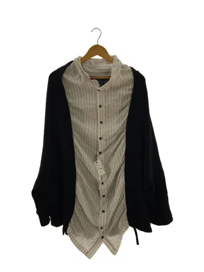 Pre-owned Yohji Yamamoto Hybrid Striped Button Shirt Wool Knit Cardigan In Black