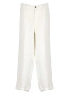 YOHJI YAMAMOTO IVORYPOUR HOMME LINEN AND COTTON TROUSERS