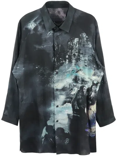 Yohji Yamamoto J-pt Illustration-print Shirt In Black