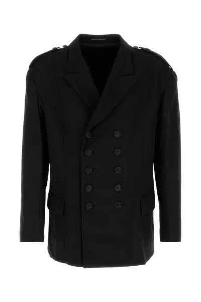 Yohji Yamamoto Giacca In Lana Nera Uomo In Black