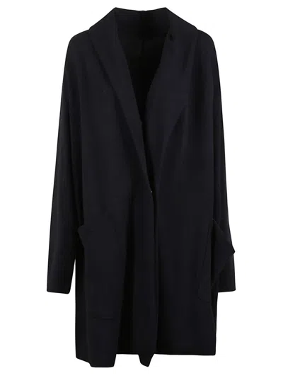 Yohji Yamamoto Jersey Duster Coat With Shawl Collar And Snap Button Closure In Black
