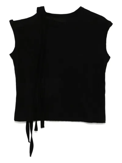 Yohji Yamamoto Jersey Strappy T-shirt In Black