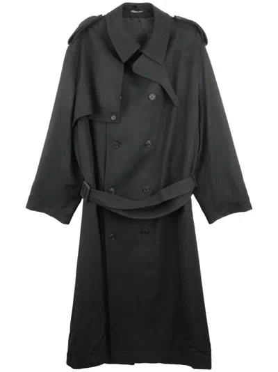 Yohji Yamamoto K-chin Flap Trench Coat In Black