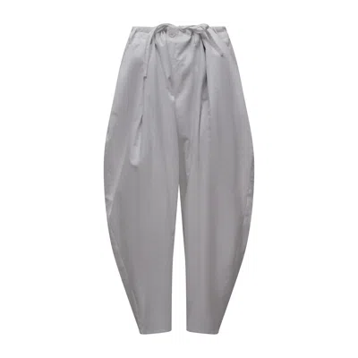 Yohji Yamamoto Khadi Drawstring Pleated Trousers In Gray