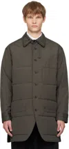 Yohji Yamamoto Khaki Broad Gusset Collar Padded Shirt In Gray